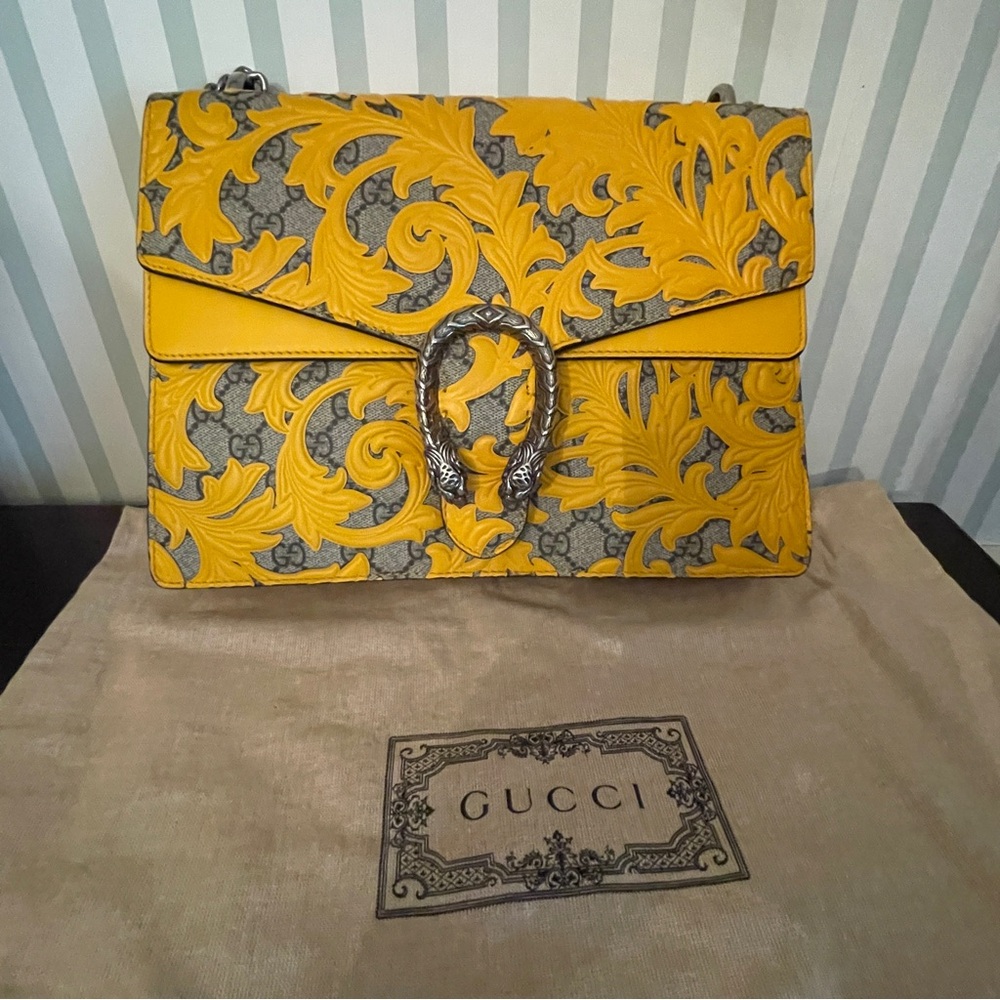 Gucci 🔥🔥 Runway Dionysus Bag in Yellow 11.75" L x 4.25" W x 8" H